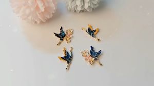 (1 cái) Phiến chim hạc sơn tráng men cao cấp nhiều mẫu nguyên liệu làm trang sức cổ trang nguyên liệu DIY.