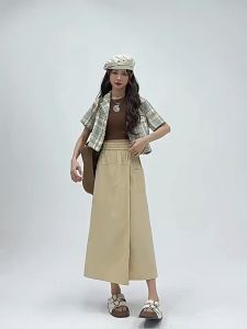 Plus Size 21-39 Women Korean Fashion High Waist Square Pants Casual Slim A Line Wide Leg Long Skorts