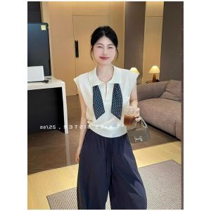 PEIXI | Áo Thun Knit Vòng Cổ V Không Tay Màu Xám