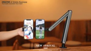 Meewoo Tablet Phone Stand Holder 360 Rotating Long Arm Adjustable Aluminum Phone Live Desk Stand