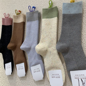 ฤดูใบไม้ร่วง ฤดูหนาว ผ้าฝ้าย Blend ผู้หญิง ถุงเท้าถึงกลางน่อง ถุงเท้า ระบายอากาศได้ดี ลายทาง สไตล์เกาหลี ถุงเท้าคนดังทางอินเทอร์เน็ตยอดนิยม