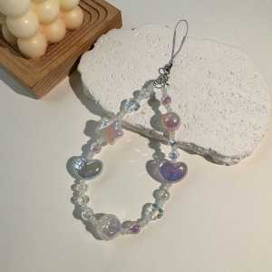 Handmade Beaded Keychain Short Style Candy Color Shell Hanging Cord Bag Decoration Pendant Dreamy Fresh Mobile Phone Accessory