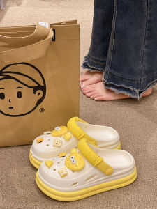 รองเท้าแตะส้นสูงแบบสวมหัวลายหนังสัตว์ EVA ทรงหัวกลม ทรงหัวมน รองเท้าแตะแบบสวมหัวสำหรับผู้หญิงในช่วงฤดูร้อนปี 2025