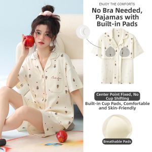 MiiOW | Womens Summer Home Wear with Chest Pad Pure Cotton