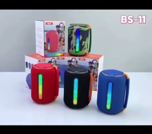 BS-11 Bluetooth Speaker nirkabel Super Bass portabel lampu RGB Super Bass Radio FM/TF/USB kain Speaker Stereo aktif