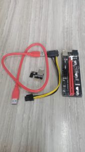 2025 VER 009S สายไรเซอร์ Riser Card มีไฟ LED บอกสถานะ Crypto สาย Riser การ์ดจPCI-E Express 1x to 16x USB 3.0 USB3.0 PCIE 1X to 16X Graphics Card Extension Cable