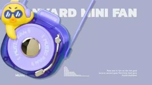 เคยได้ปรับได้ 3 เกียร์ พัดลมไร้ใบ DJ ห้อยคอ พัดลมเล็ก ชาร์จ USB การ์ตูนน่ารัก พัดลมระบายความร้อนสัตว์เลี้ยง ลมแรง ใบ้ พัดลมพกพาขนาดเล็กห้อยคอ