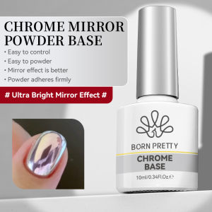 BORN PRETTY | BORN PRETTY 10ml Chrome Mirror Powder Base Gel Polish for Metallic Glitter Nail Power DIY French Nails Soak Off Functional Gel