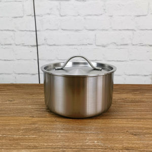 หม้อต้มนมสเตนเลส 18/10 แบบสามชั้น ฐานเล็ก ไม่มีหูจับ สำหรับทำก๋วยเตี๋ยว ซุป หรือฮอทพอท ขนาด 16/18 ซม อุปกรณ์ครัว