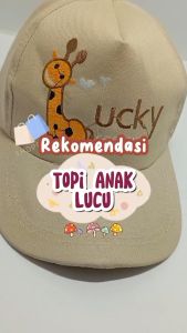 Topi Baseball Anak Laki-Laki & Perempuan Motif Giraffe Lucky Good Luck Usia 2-8 Tahun
