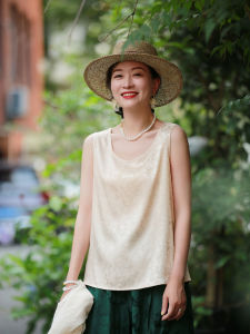 Silk Blend Vest Cool New Chinese Style Womens Fashion Summer Essential Item Floral Embroidery Inner Wear Regular Length