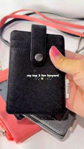 Flashee Name Tag Kulit ID Card Kulit Holder Penutup Kancing Lanyard Termurah Berkualitas PU Leather