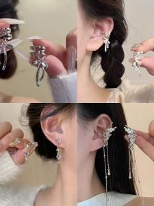 Elegant Butterfly Knot Ear Bone Clip-On Earrings for Women No Piercing Required Trendy Design High Luxury Feel Fashion Jewelry