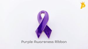 THE PIN EMPIRE Purple Ribbon Double-Sided 3D Enamel Lapel Pin Collar Pin