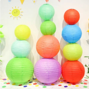 4/6/8/10/12/14/16 Inches Round Paper Lantern Colorful  Wedding Party School Starts Season Activities Decoration Creative Crafts