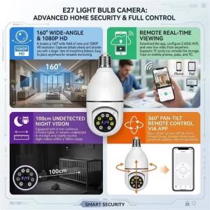 Bulb Camera Wireless Wifi E27 Bulb Camera 2.4G WiFi Security Rotatable Camera High-definition Night Vision