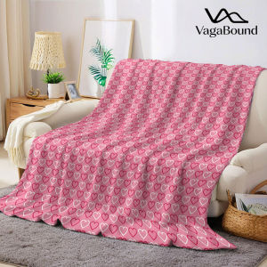 pink heart outline Flannel Blanket Warm Soft Halloween Christmas Decorative Couch Warm Cozy All-Season Gift