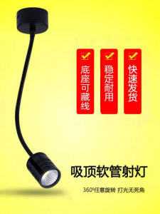 Black LED Flexible Hose Spotlight Low Voltage 12V 24V Wall Mounted 3W Ceiling Light Art Painting Illumination Curved Pipe Lighting