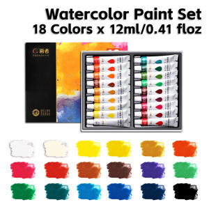 Bộ Sơn Màu Nước 18 Màu Rực Rỡ Mỗi Màu 12ml Dễ Hòa Tan Dùng Để Viết Vẽ Trang Trí Hoàn Hảo Cho Họa Sĩ.