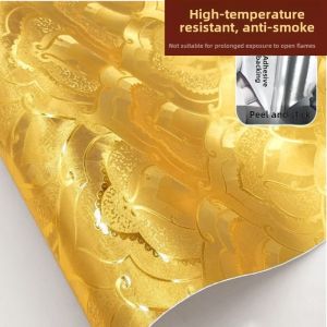 Fireproof Yellow Gold Foil Sticker Wall Decal for Altar Buddha Niche Background Decor Heat Resistant Waterproof PVC Material