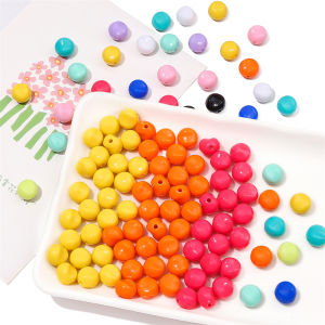 30-50ชิ้น สีทึบอะคริลิก 10มม. ลูกปัดทรงกลม สำหรับเครื่องประดับทำสร้อยคอมือสร้อยคอ DIY