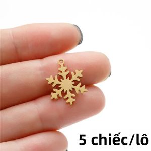 5 Chiếc Giáng Sinh Hươu Bông Tuyết Thép Không Gỉ Mặt Dây Chuyền Thời Trang Xmas Tự Làm Phụ Kiện Trang Sức Cho Vòng Cổ Vòng Tay