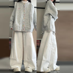 เสื้อคาร์ดิแกนถักสีเทาสไตล์เกาหลีสำหรับผู้หญิง ฤดูใบไม้ร่วง/ฤดูหนาว 2025 เสื้อสเวตเตอร์คาร์ดิแกนหลวมๆ สไตล์หวานๆ ใหม่