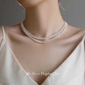 HANXIUNI | Round Lustrous Pearl Necklace for Clavicle 23mm