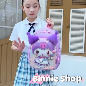 Balo bé gái Kuromi tai bông mặt trước kim tuyến lấp lánh Cặp mẫu giáo nhà trẻ phong cách mới đáng yêu BINNIE SHOP PK2045