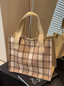 Linen Handbag Womens Fashionable Outdoor Portable Bag High Quality Texture Small Miscellaneous Items Bag Magnetic Buckle Closure