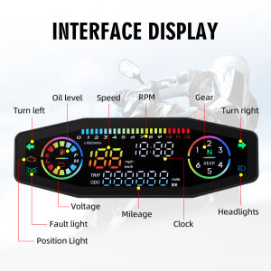 RYSJM | For Harley Honda Yamaha Suzuki Cafe Racer Bobber Touring Motorcycle 12V LED LCD Digital Odometer Speedometer Tachometer