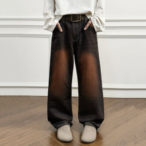 2025 ฤดูใบไม้ร่วงอเมริกันRetro Baggyกางเกงยีนส์สีม่วงผู้ชายความยาวตรงกางเกงY2Kหลวมกางเกงยีนส์ผู้หญิงกางเกงคู่ชุด