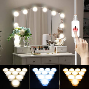 LED Makeup Mirror Light Dressing Table Lamp Bathroom Mirrors Decoration For Home Bedroom Nightlight 3 Colors Dimmable White/Pink