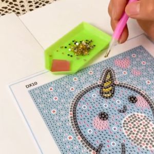 KÈM KHUNG TRANH - Tranh Đính Đá 5D Tự Làm Hoạt Hình Công Chúa Dễ Thương Khung 17x17cm - Đồ Chơi Cho Bé Gái