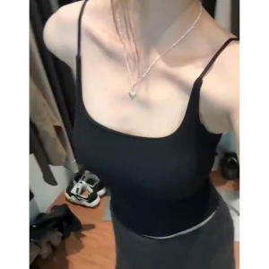 เสื้อกั๊กสายเดี่ยวสำหรับผู้หญิง ฤดูร้อน 2025 ใหม่ เสื้อชั้นในแบบมีแผ่นเสริมหน้าอก ดีไซน์หลังสวยงาม เสื้อชั้นในแบบสวมใส่ได้ทั้งในและนอก