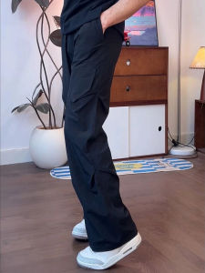 กางเกงทำงานแห้งเร็วสไตล์อเมริกันสำหรับผู้ชาย กางเกงขายาวทรงตรงบาง ดีไซน์โค้ง ทรงกางเกงขายาวสำหรับผู้ชาย ฤดูร้อน 2025 กางเกงขายาวทรงตรง