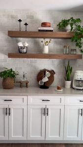 2 layer floating shelves made from solid wood thick wooden shelves with invisible metal support