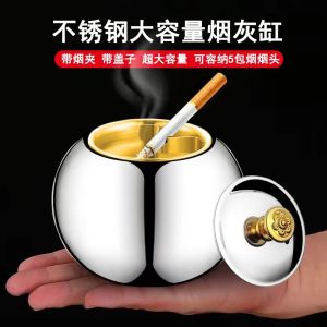 Hũ Đựng Thuốc Lá Bằng Thép Không Gỉ Dung Tích Lớn 14CM Dùng Trong Nhà Phòng Khách Văn Phòng Sáng Tạo Có Nắp Đậy Chống Bụi