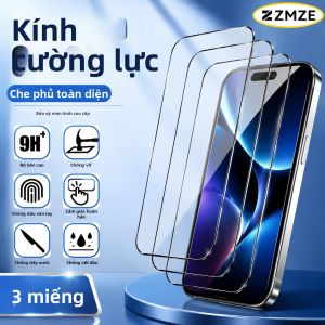 Bộ 3 Miếng Dán Bảo Vệ Màn Hình Kính Cường Lực Siêu Trong Suốt Cho iPhone 15/16/17 Pro Max 17e/16e Air 14/13/12/11 Pro 15/14 Plus Chống Trầy Xước Độ Nét Cao HD