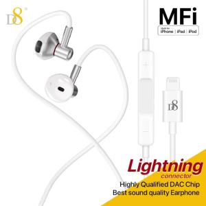 D8 Headphones with Lightning Connector. Microphone with Built-in Remote to Control Music Phone Callsand Volume with Microphone