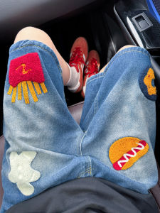 กางเกงขาสั้นยีนส์ทรงหลวมสไตล์วินเทจสำหรับผู้ชาย ทรงห้าส่วน กางเกงขายาวทรงตรง สไตล์อเมริกัน ฤดูร้อน ทรงหลวม