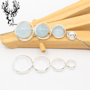 S925 เงินแท้รอบลูกปัดกรอบ Diy Handmade สร้อยข้อมือ Hollow Spacer ลูกปัดแหวนกลางสามารถวางลูกปัด