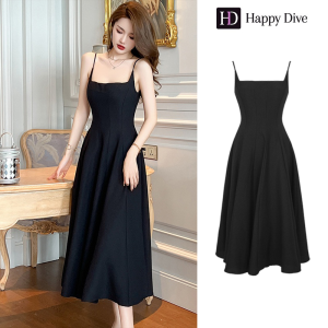 Happy Diva เดรสผู้หญิง เดรสสีขาว สีดำ เดรสคอเหลี่ยม เดรสแขนกุด เดรสทำงาน เดรสไฮโซ เดรสออกงาน เดรสไปงานแต่ง เดรสเซ็กซี่ เดรสฝรั่งเศส 9647