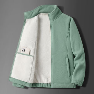 เสื้อแจ็คเก็ตขนแกะเทียมแบบหนาสำหรับฤดูหนาวปี 2025 พร้อมปกตั้งทรง  สำหรับวัยกลางคนและผู้สูงอายุ  เสื้อแจ็คเก็ตผ้าฝ้ายลำลองแบบสปอร์ตให้ความอบอุ่น