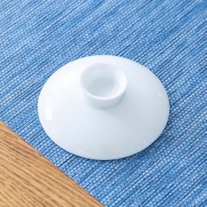 Dehua White Porcelain Tea Bowl Lid Three Elements Cup Lid Zero Match White Porcelain Gongfu Tea Set Single Lid Ceramic Accessories
