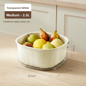 Double Layer Drain Basket Fruit Tray Simple Modern Kitchen Living Room Tea Table Creative Home Use Fruit Washing Basket