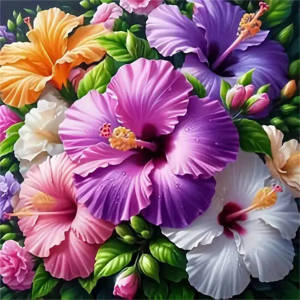 Huacan New Collection Diamond Painting Colorful Flower Full Square Round Drill Diamond Mosaic Floral Embroidery Home Decoration
