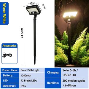 Lampu Solar Motion Sensor Light Outdoor Waterproof IP65 92 LED No Drill Magnetic Clip Easy Install 3 Colour Modes with Remote for Fence Railing Porch Garden 0 Electricity Bill