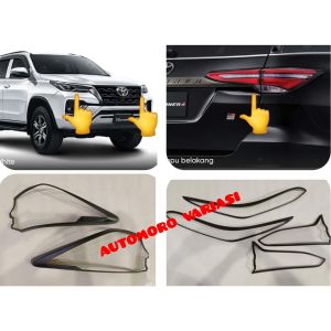 PAKET GARNISH LIST LAMPU DEPAN BELAKANG GARNIS HEAD LAMP STOP LAMP ALL NEW FORTUNER VRZ GR SPORT 2021 2022 2023 HITAM DOFF