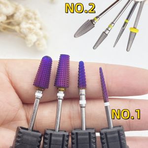 4Pcs/set 5 In1 Tapered Safety Purple/Origin Carbide Nail Drill Bits Cut Drills Tungsten Milling Cutter For Manicure Remove Gel
